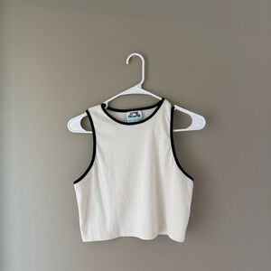 Chic Cream Tank Top with Black Trim
